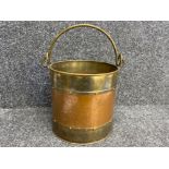 Vintage copper & brass coal bucket - 40x25.5cm