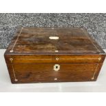 Antique Rosewood jewellery box inlaid with mother of pearl