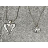 Silver heart pendant and necklace with crystal heart shaped pendant necklace