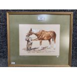 A watercolour by Ronald Moore "At the Smithy" signed and inscribed 20 x 25cm