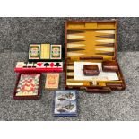 Backgammon, cards and chess set