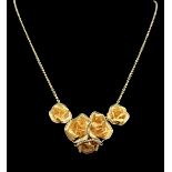 Stunning 18ct Gold & Diamond Designer Style Rose Shape Pendant & Chain 7.3grams - Boxed