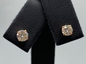 18ct Rose Gold Diamond Stud Earrings 0.84ct total weighing 1.24 grams