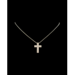 1.44ct Diamond Cross Pendant & Chain in 18ct Gold 7 grams 48cm in length