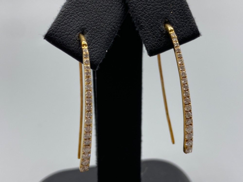 9ct Yellow Gold Drop Diamond Earrings Comprising of 0.34 ct of Diamonds weighing 1.73 grams