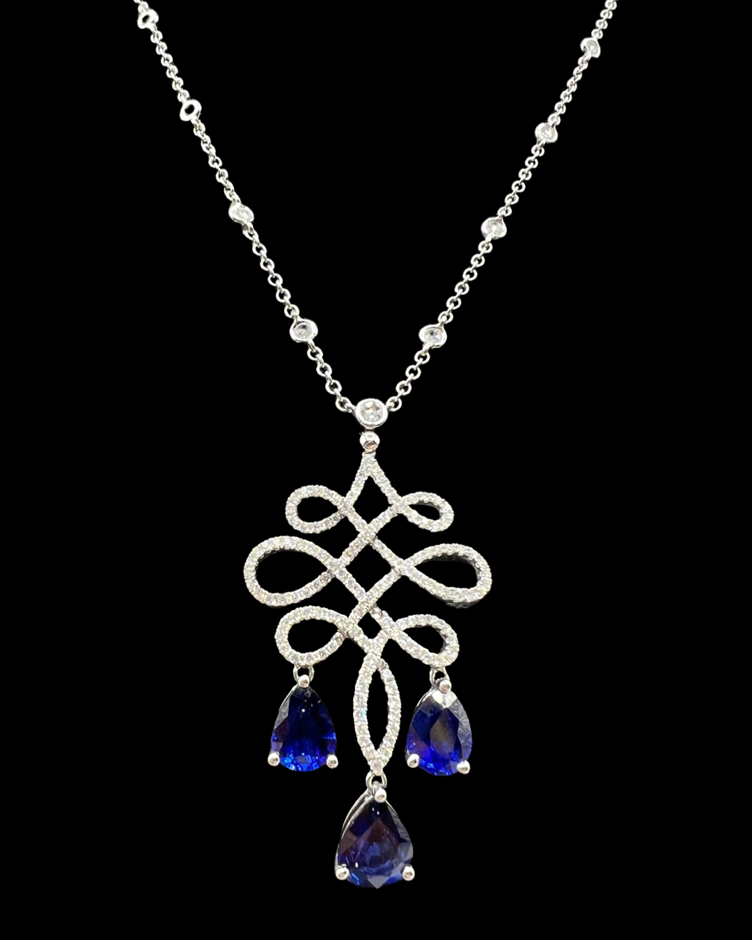 Brand New Ex-Display 3.74ct Certified Natural Blue Sapphire & Diamond Pendant in 18ct White Gold - Image 2 of 3