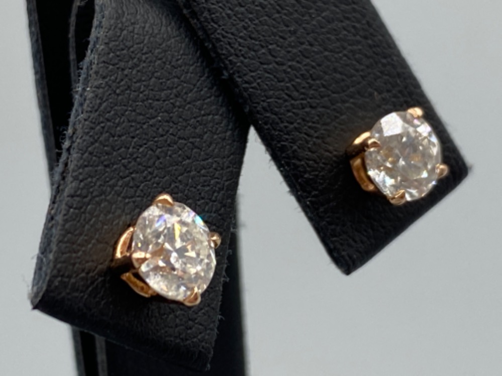 18ct Rose Gold Diamond Stud Earrings 1.93ct Total weighing 1.95 grams - Image 2 of 3