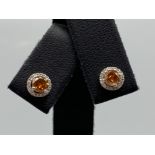 18ct White Gold Earrings comprising of a 0.60ct fancy coloured diamond center stone with 0.19ct