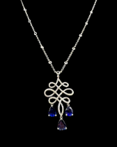 Brand New Ex-Display 3.74ct Certified Natural Blue Sapphire & Diamond Pendant in 18ct White Gold