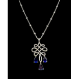 Brand New Ex-Display 3.74ct Certified Natural Blue Sapphire & Diamond Pendant in 18ct White Gold