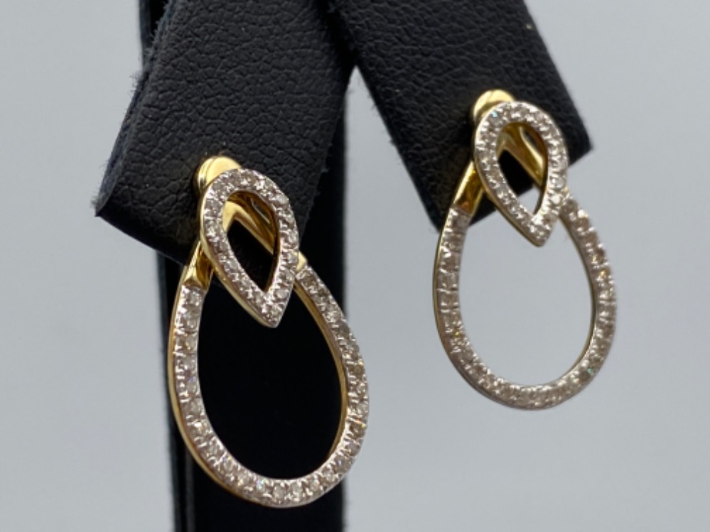 Ladies 9ct Yellow Gold Fancy Drop Earrings Comprising of 0.64ct of Diamond weighing 2.25 grams - Image 2 of 2