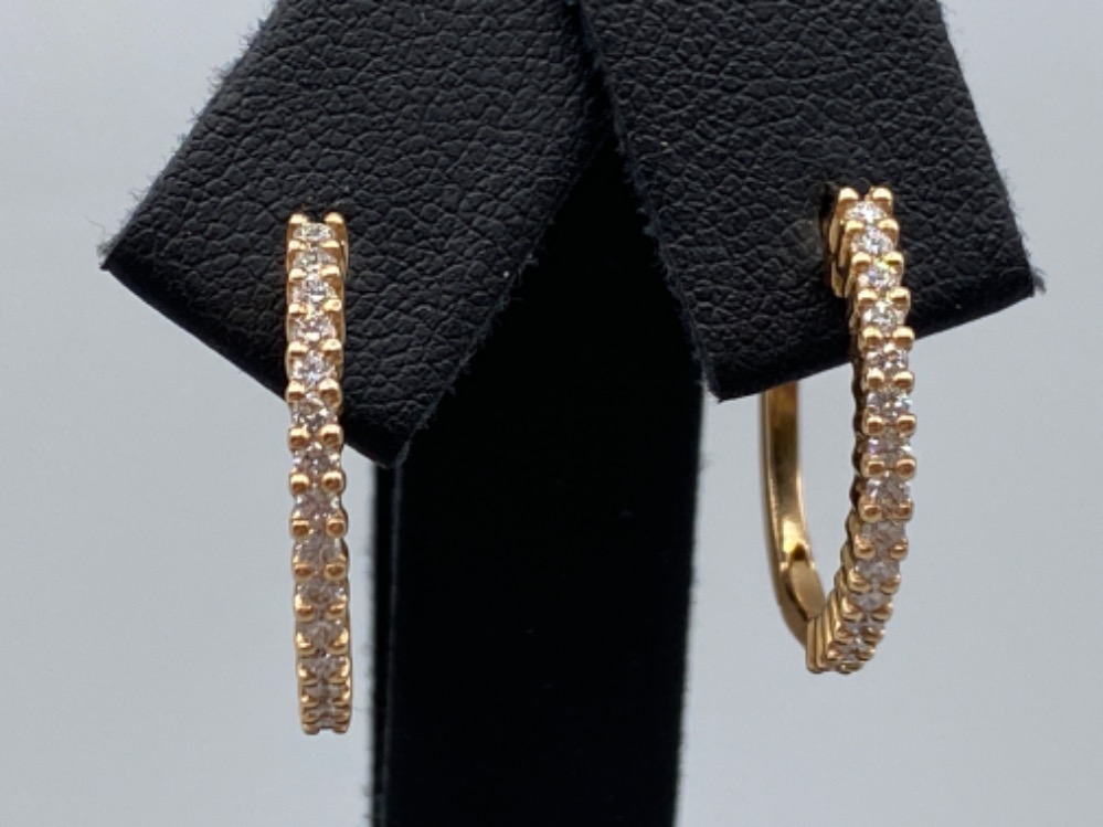 18ct Rose Gold Diamond Hoop Earrings Comprising of a total os 0.24cts of Diamonds weighing 4.20