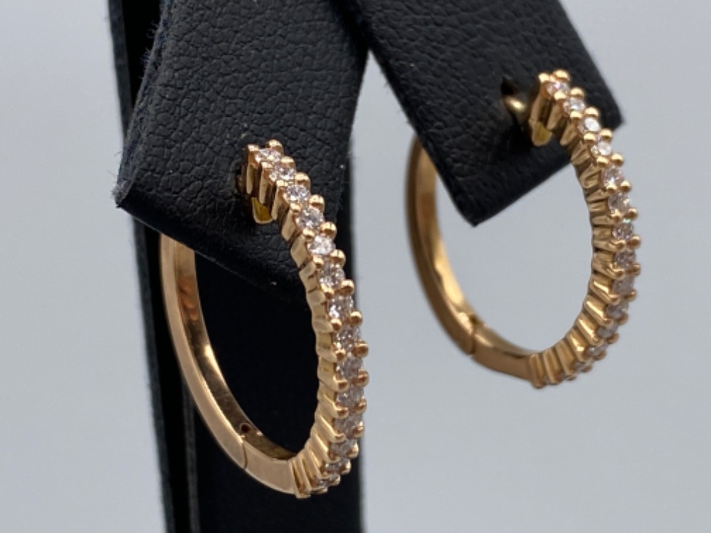 18ct Rose Gold Diamond Hoop Earrings Comprising of a total os 0.24cts of Diamonds weighing 4.20 - Image 2 of 2