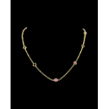 18ct Gold Rubies by The Yard Designer Style Necklace 46cm in length - Very Good Condition 4.7grams