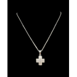 9ct White Gold & 3/4ct Diamond Set Cross & Chain 46cm in length - Very Good Condition - 4.2 grams