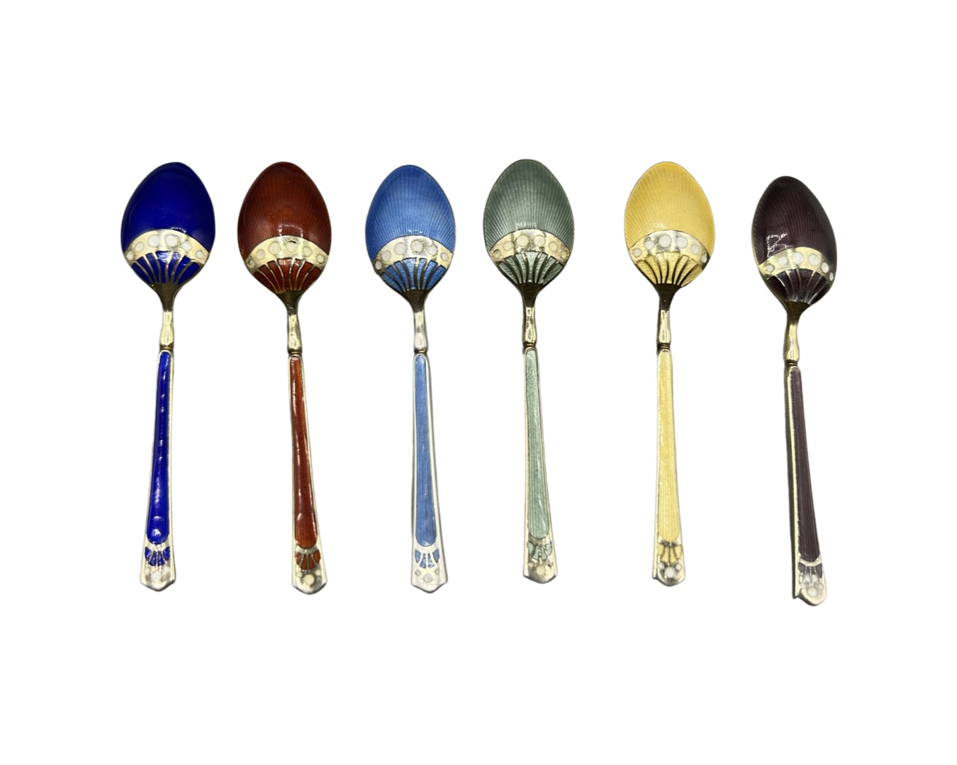 Vintage Harrods 1955 Hallmarked Sterling Silver and Enamel Spoon Set, in good condition with - Image 3 of 3