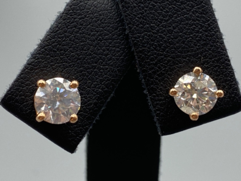 18ct Rose Gold Diamond Stud Earrings 1.97ct total weighing 2.05 grams