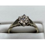 Vintage 9ct gold diamond solitaire ring. Size L (2.2g)