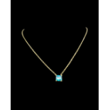 Brand New Ex-Display 18ct Gold & Blue Topaz Pendant & Chain 41cm in length - 3.4grams