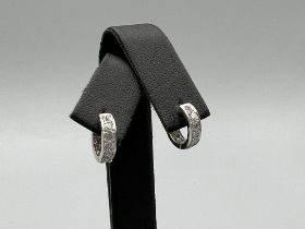 9ct White Gold & Stone Set Cuff Style Earrings 2.4grams