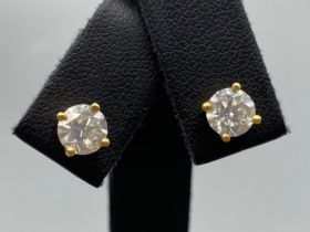 18ct Yellow Gold Diamond Stud Earrings 2.01ct Total weighing 2.10 grams