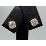 18ct Yellow Gold Diamond Stud Earrings 2.01ct Total weighing 2.10 grams