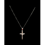 9ct White Gold Crucifix & Chain 46cm in length - 1.9grams