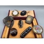 Jewellery Box with a selection of Antique/Vintage Costume Jewellery to including miniatures