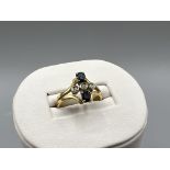 18ct Gold Blue & White Sapphire Ring - 3.1grams - Size N