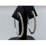 Beautiful 18ct White Gold Hoops Comprising of a total of 0.85ct of Diamonds weighing 8.10 grams