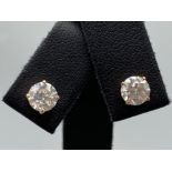 18ct Rose Gold Diamond Stud Earrings 1.93ct Total weighing 1.95 grams