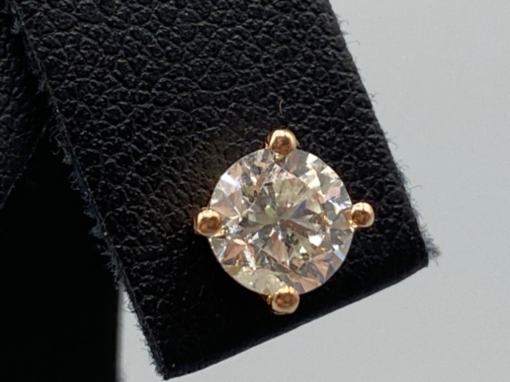 18ct Rose Gold Diamond Stud Earrings 1.97ct total weighing 2.05 grams - Image 3 of 3