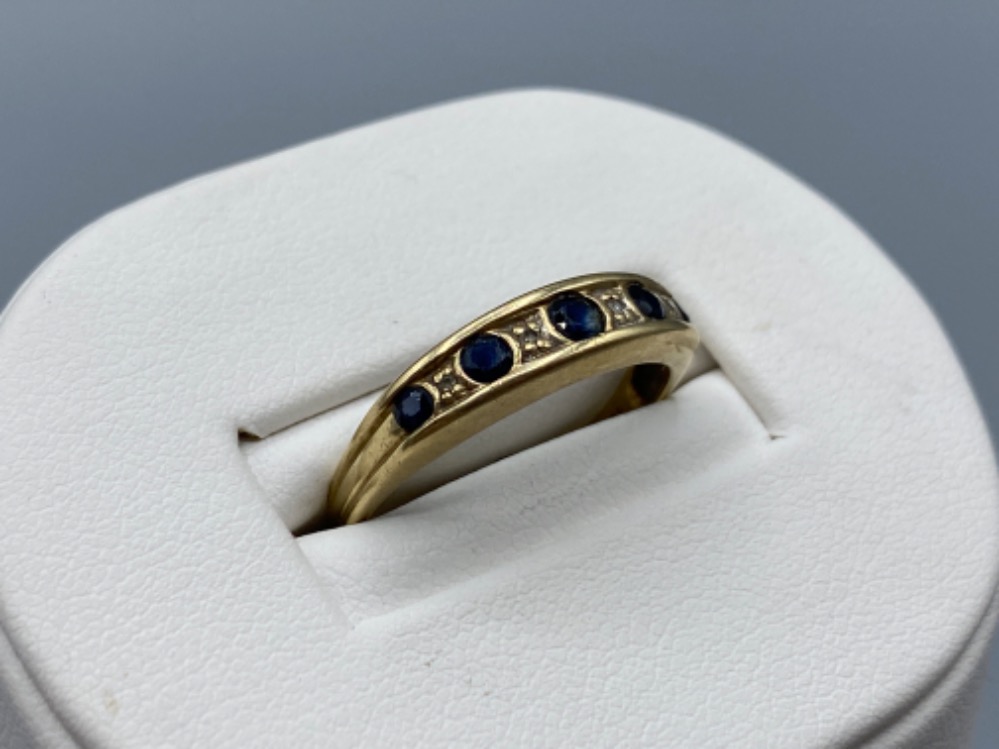Vintage 9ct gold sapphire and diamond ring. Size P (1.8g) - Image 2 of 3