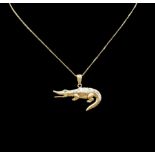 9ct Gold Crocodile Pendant & Chain very good condition 41cm in length 2.56 grams in weight