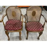 Pair of mahogany bergere backed & seated armchairs