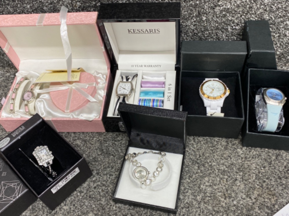 Total of 6 assorted ladies wristwatches - all as new with original gift boxes