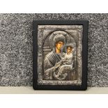 Silver (950) precious holy image framed