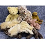 Lot of vintage teddy bears (including one by cottage collectibles)