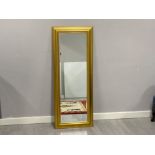 Gilt framed rectangular shaped narrow hall mirror, 53x137cm