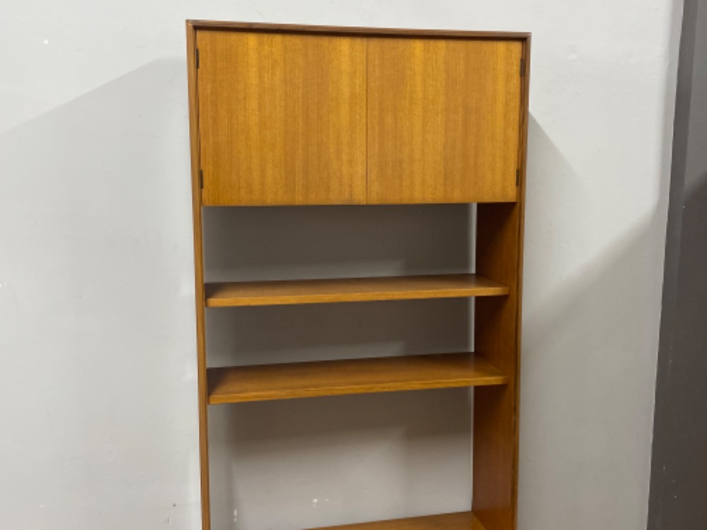 Teak G-Plan wall unit fitted with top & bottom cupboards plus 2x mid section shelves, 75x46cm, - Image 2 of 3