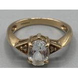 Ladies 9ct yellow gold and CZ ring size N 3g gross