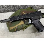 Vintage Diana SP50 air pistol, fires 4-5mm calibre pellets or darts, with army camouflage holster