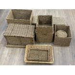 Quantity of wicker boxes & trays