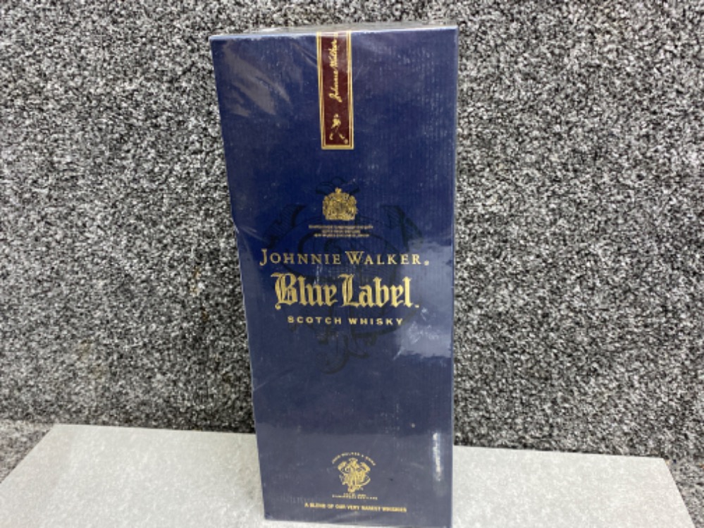 75cl Bottle of Johnnie Walker ‘blue label’ scotch whisky, still sealed in original unopened box