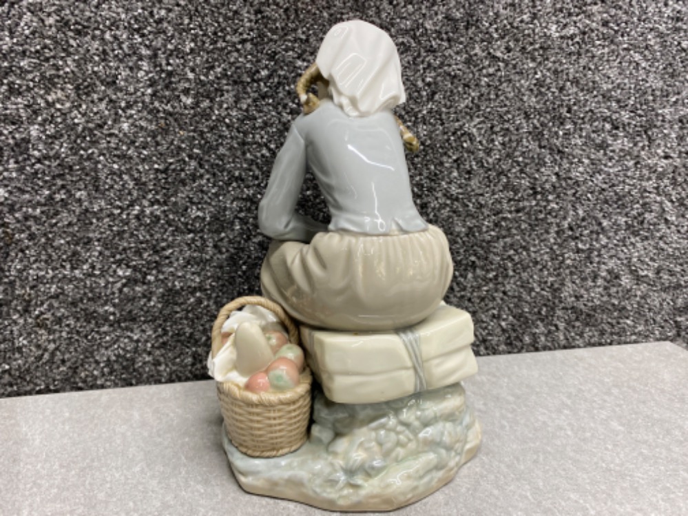 Large Lladro figure 1211 “basket of fun” girl with flowers with doll - Image 2 of 3