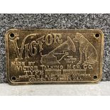Cast metal Victor (HMV) plaque, 20x11.5cm