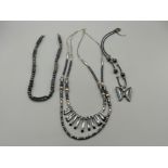 3 Haematite and silver necklaces