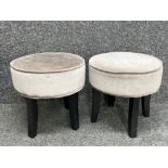 Pair of grey fabric footstools with black legs