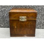 Antique mahogany playing card box, 13x12x9cm