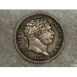 UK George III silver shilling coin dated 1816, very good condition